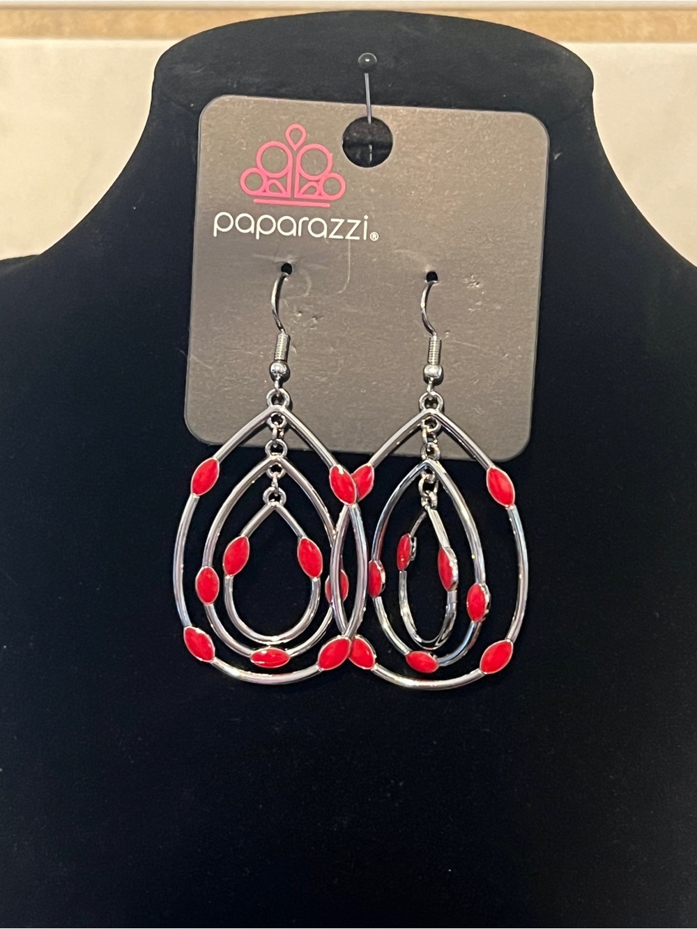 Paparazzi Red Multi-Teardrop Dangle Earrings